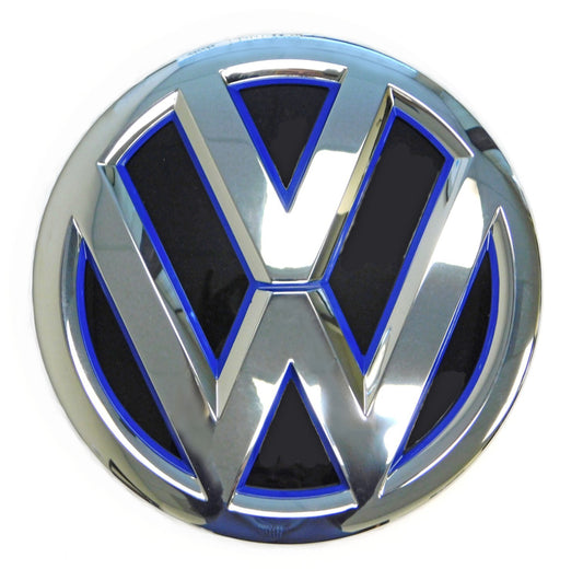 Genuine OEM VW Emblem Jetta-Hybrid 2015-2016, Front Grille Badge with Blue Trim
