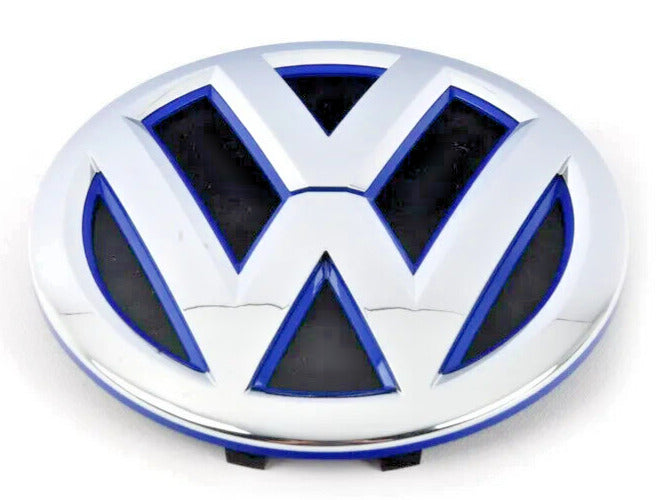 Genuine OEM VW Emblem Jetta-Hybrid 2015-2016, Front Grille Badge with Blue Trim