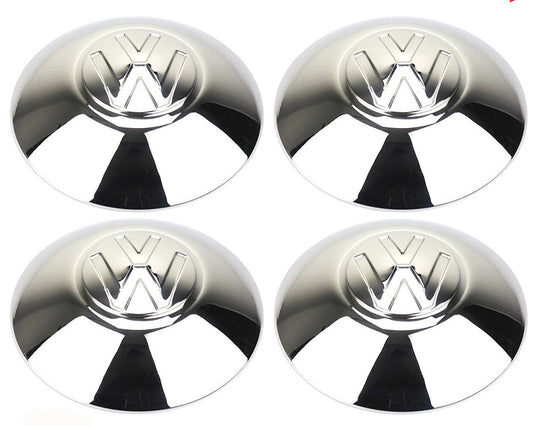 Set of 4 Chromed Hubcap EARLY VW Beetle 1950-1965, Bus 1952-1970, Ghia Thing Half Moon Domed 5-Lug